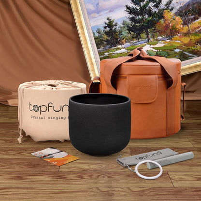 F Note Crystal Singing Bowl 10 inch Heart Chakra with Heavy Duty Carrying Case and Suede Mallet