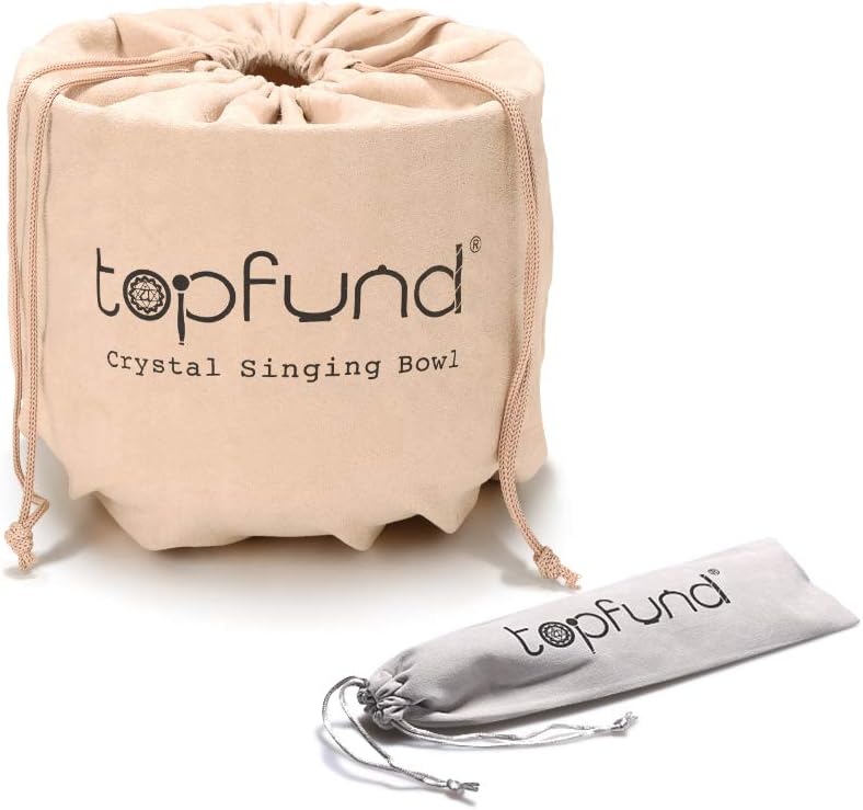 F Note Crystal Singing Bowl 10 inch Heart Chakra with Heavy Duty Carrying Case and Suede Mallet