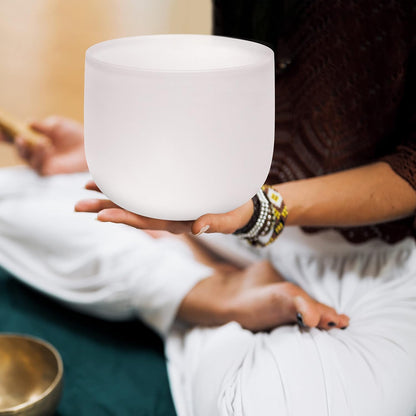 F Note Crystal Singing Bowl 10 inch Heart Chakra with Heavy Duty Carrying Case and Suede Mallet