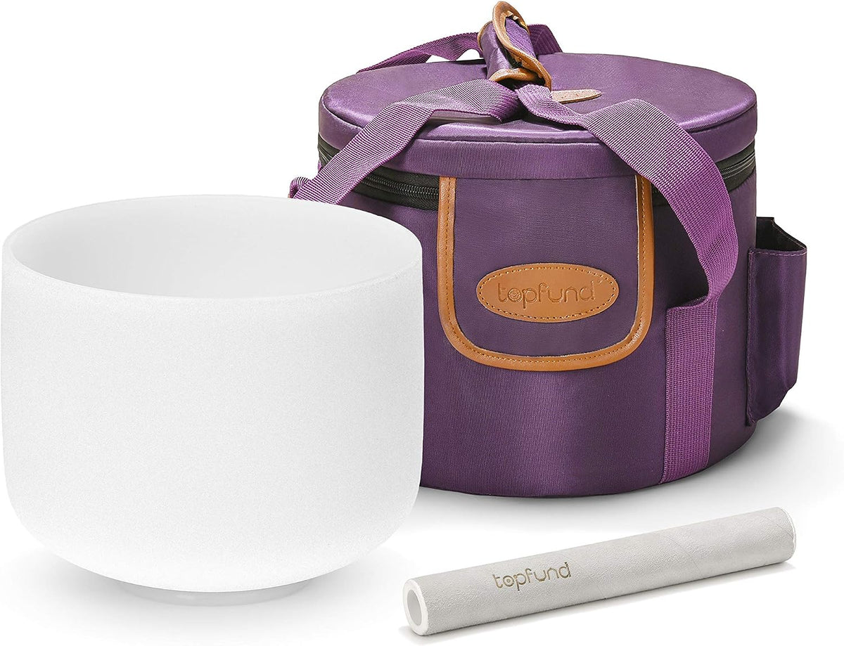F Note Crystal Singing Bowl 10 inch Heart Chakra with Heavy Duty Carrying Case and Suede Mallet