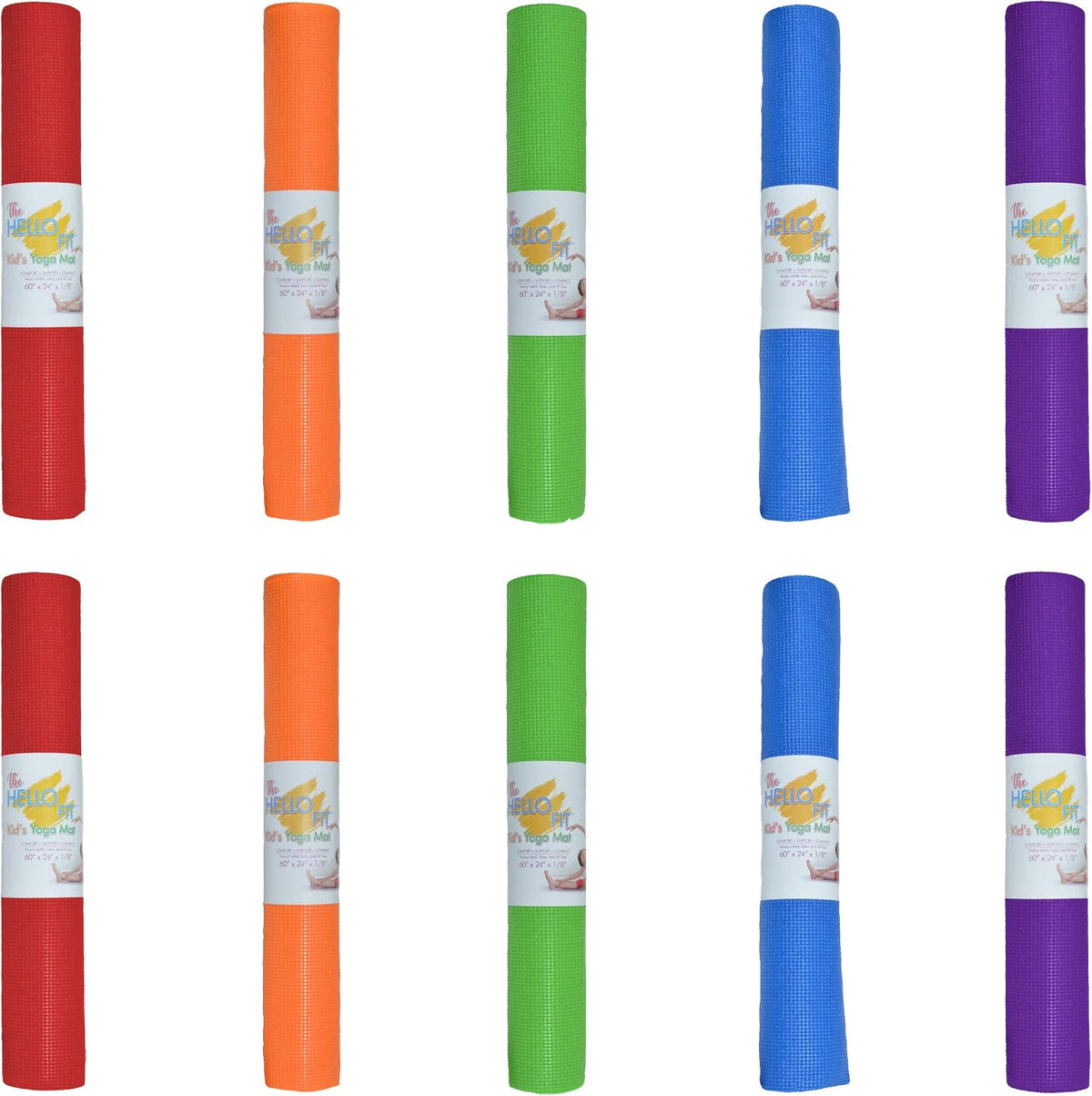 Bulk Kids Yoga Mats, 10 Pack, 60x24in, 4mm