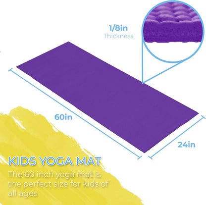 Bulk Kids Yoga Mats, 10 Pack, 60x24in, 4mm