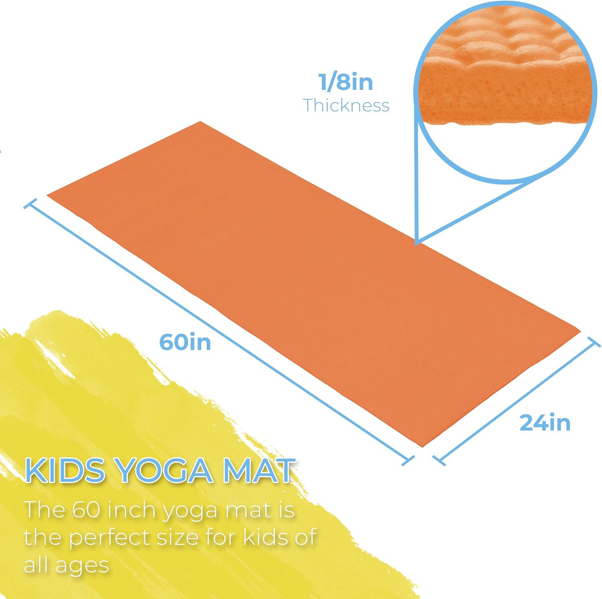 Bulk Kids Yoga Mats, 10 Pack, 60x24in, 4mm