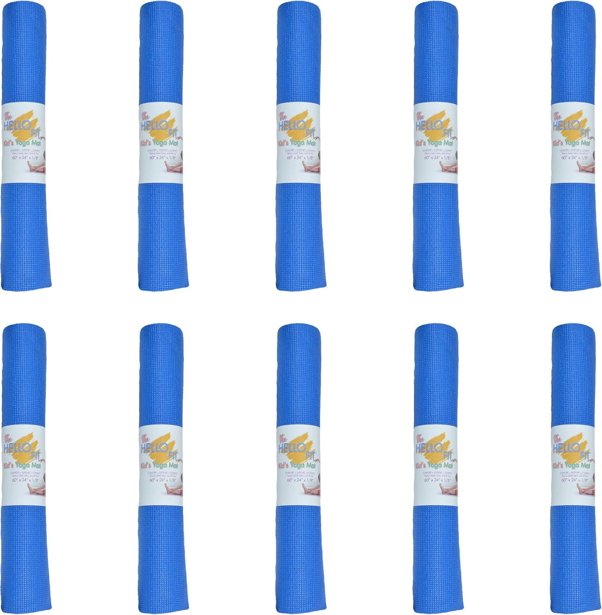 Bulk Kids Yoga Mats, 10 Pack, 60x24in, 4mm