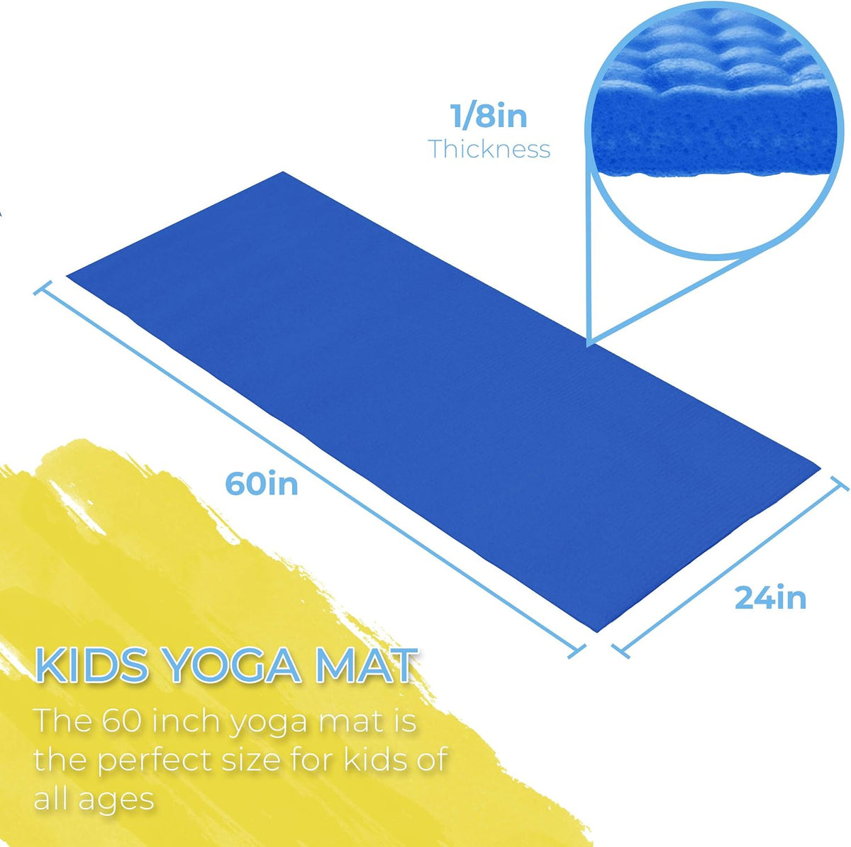 Bulk Kids Yoga Mats, 10 Pack, 60x24in, 4mm