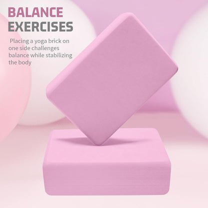2 Pack Yoga Blocks, 3"x6"x9" Rounded Edges Non-Slip, Yoha Bricks
