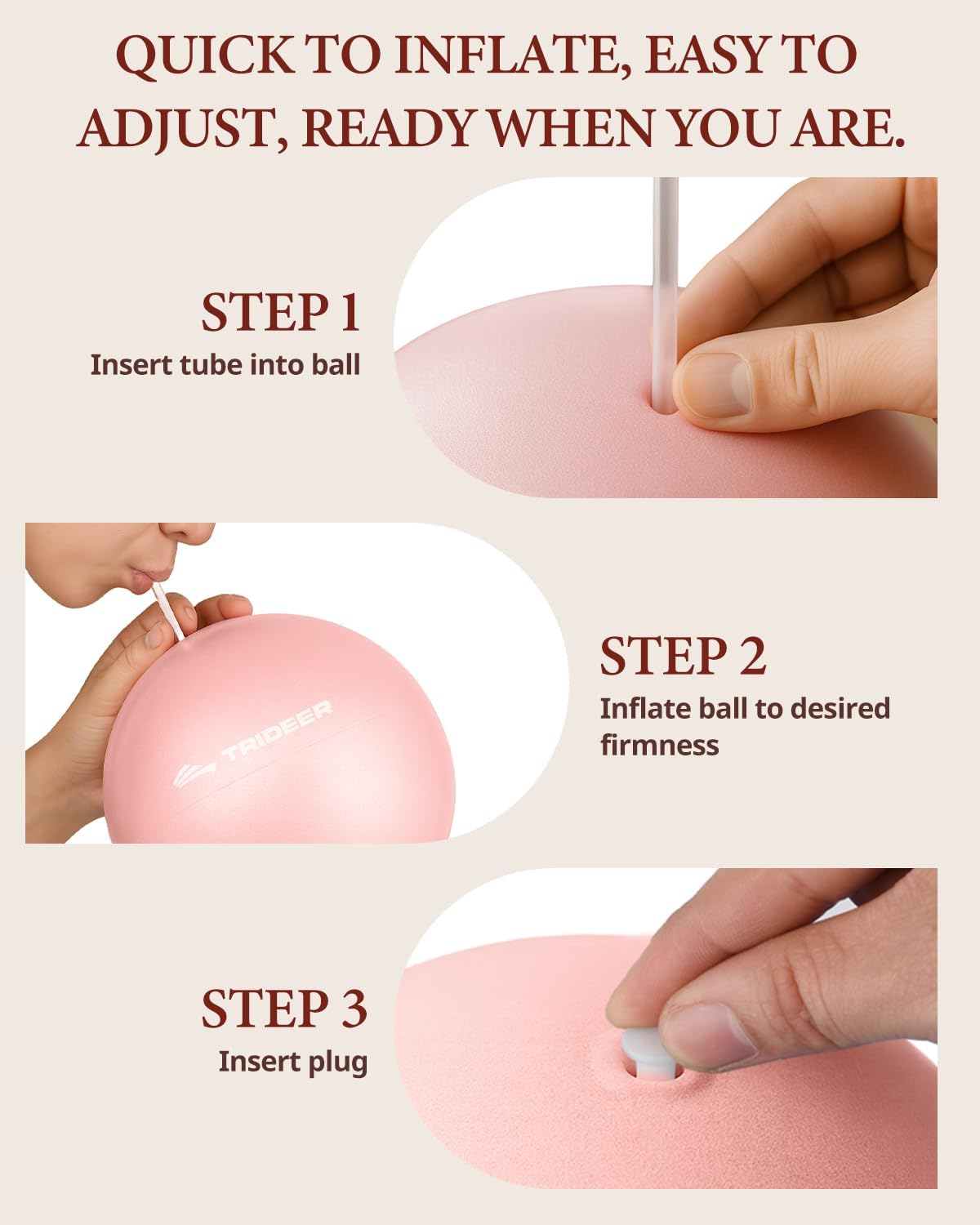 9 Inch Pilates Ball with Inflation Straw, Small Exercise Yoga Ball
