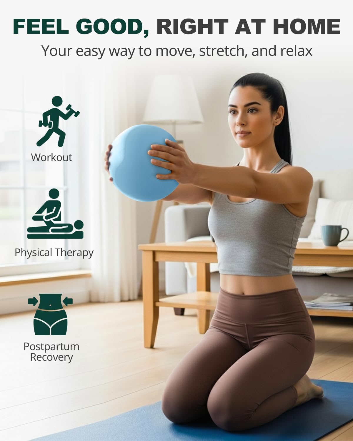 9 Inch Pilates Ball with Inflation Straw, Small Exercise Yoga Ball