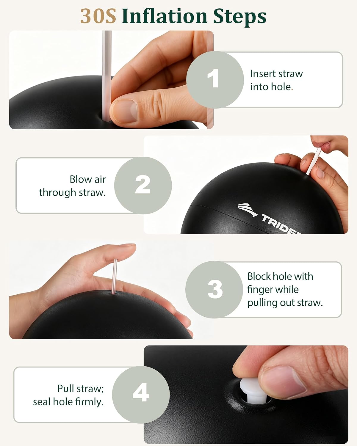9 Inch Pilates Ball with Inflation Straw, Small Exercise Yoga Ball
