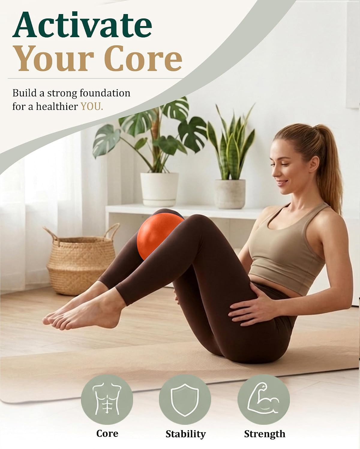 9 Inch Pilates Ball with Inflation Straw, Small Exercise Yoga Ball