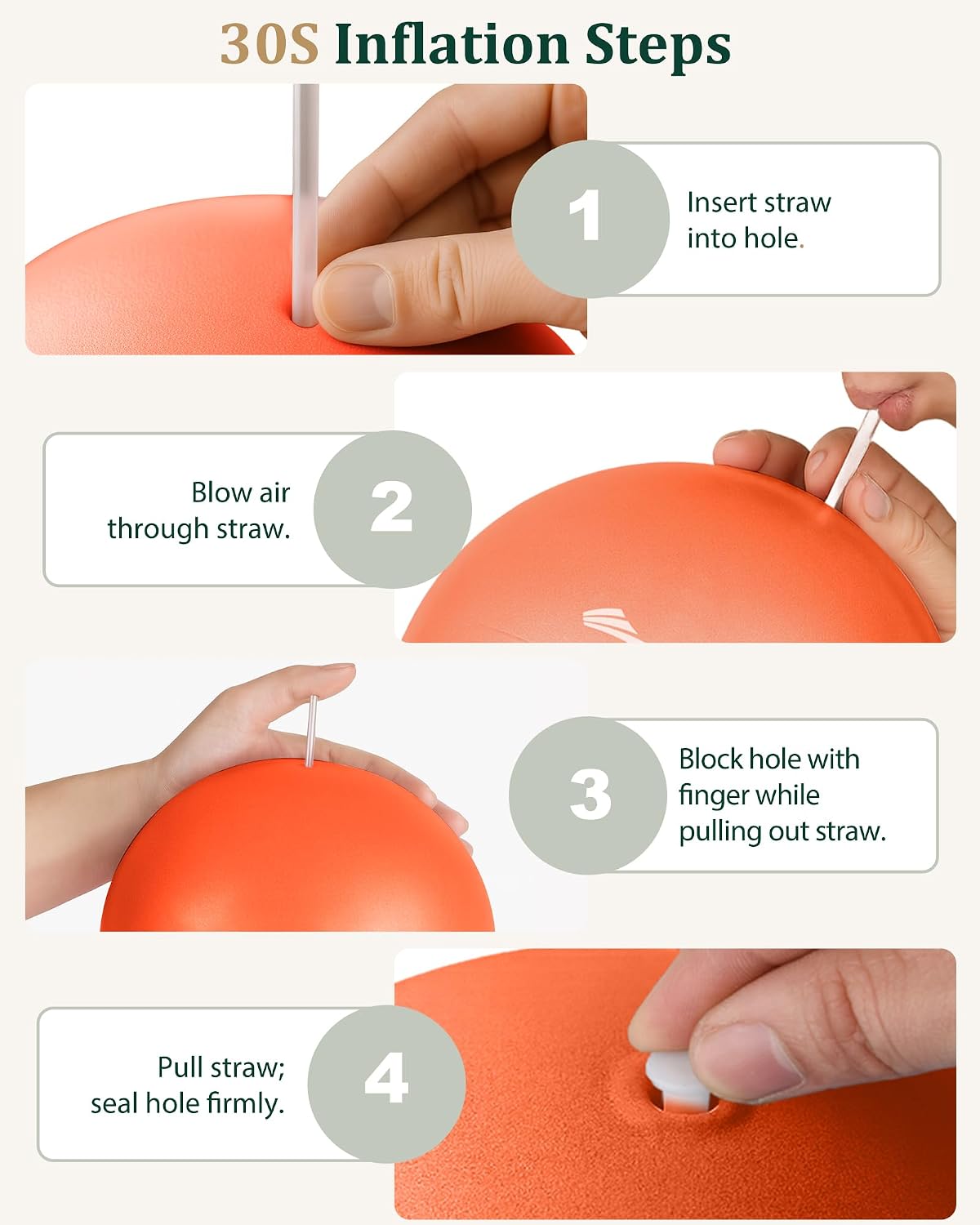9 Inch Pilates Ball with Inflation Straw, Small Exercise Yoga Ball