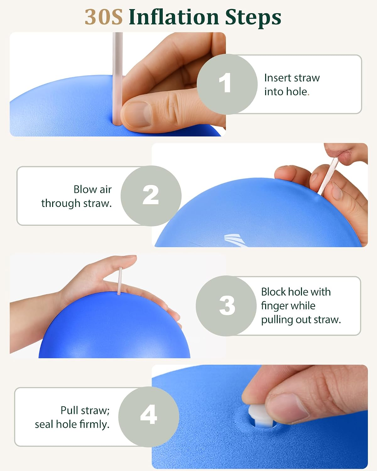 9 Inch Pilates Ball with Inflation Straw, Small Exercise Yoga Ball