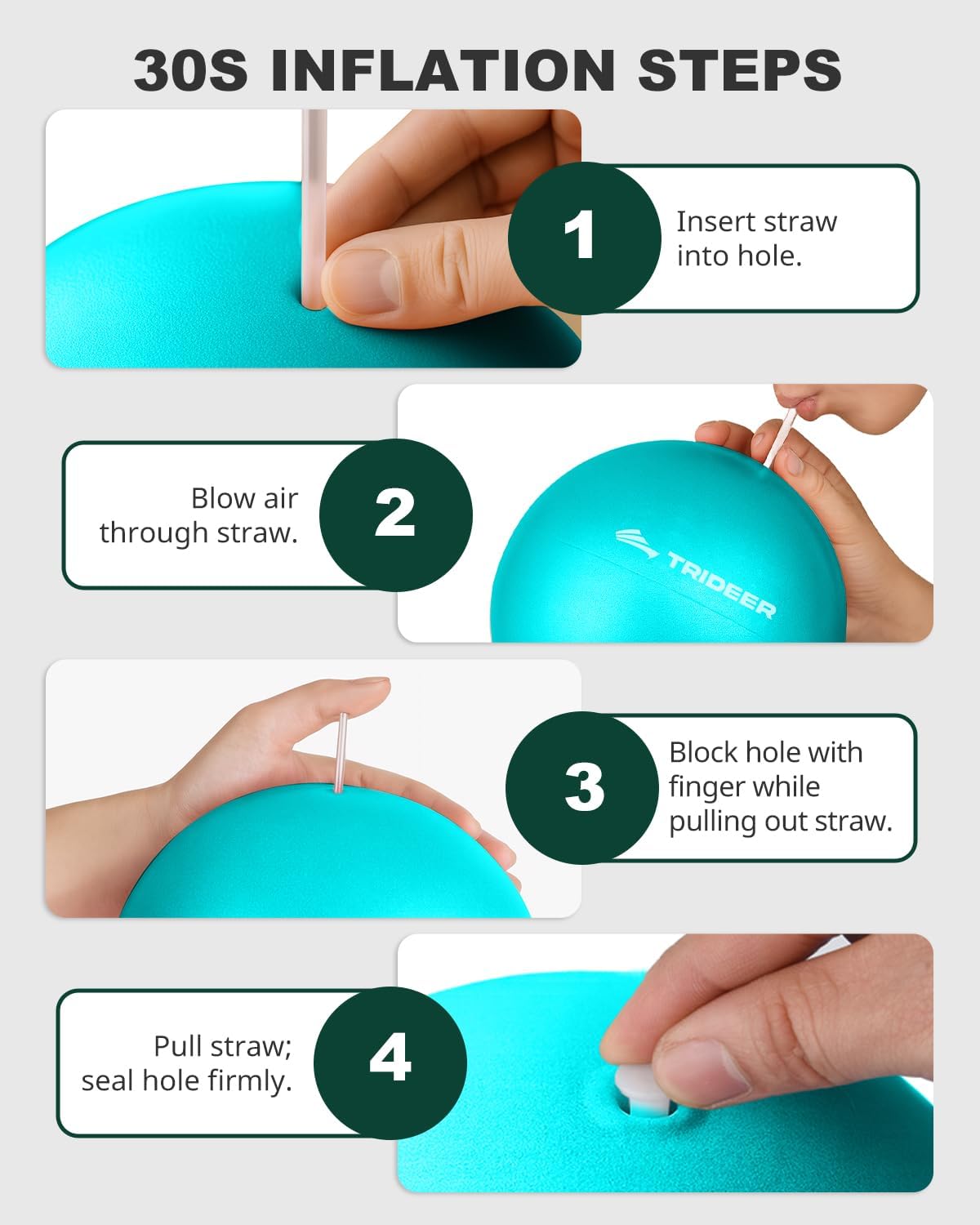 9 Inch Pilates Ball with Inflation Straw, Small Exercise Yoga Ball
