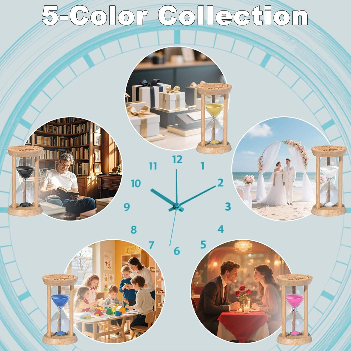 20 Minute Wooden Sand Timers,Large Bamboo Gold Sand Hourglass for Productivity, Meditation & Decor, 20 Min Reloj De Arena Sand Watch for Kitchen, Office, Game, Classroom, Yoga
