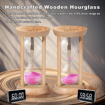 20 Minute Wooden Sand Timers,Large Bamboo Gold Sand Hourglass for Productivity, Meditation & Decor, 20 Min Reloj De Arena Sand Watch for Kitchen, Office, Game, Classroom, Yoga