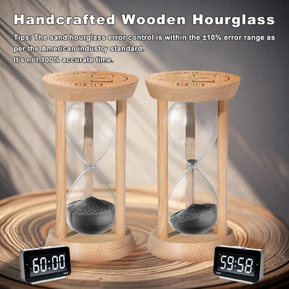 20 Minute Wooden Sand Timers,Large Bamboo Gold Sand Hourglass for Productivity, Meditation & Decor, 20 Min Reloj De Arena Sand Watch for Kitchen, Office, Game, Classroom, Yoga