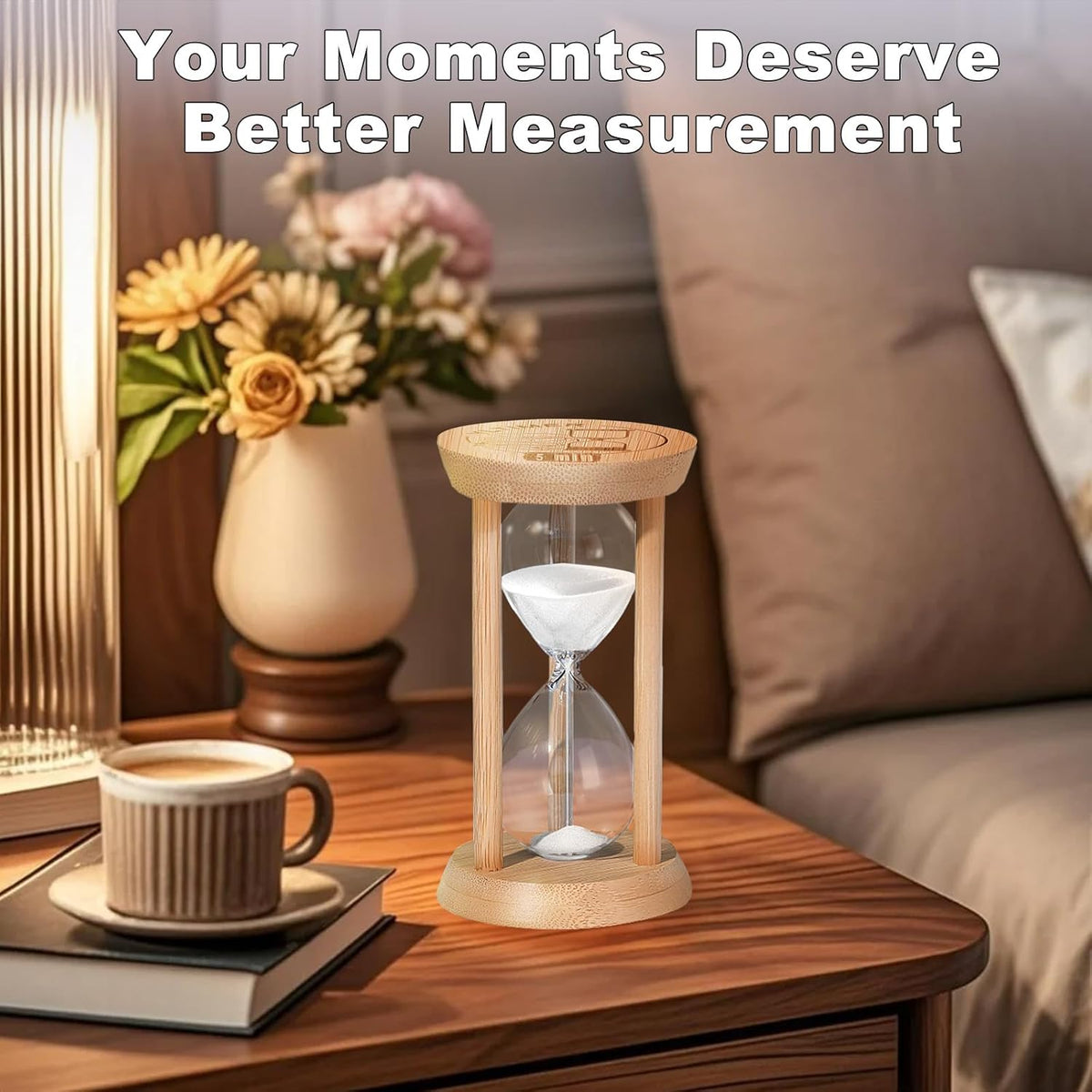 20 Minute Wooden Sand Timers,Large Bamboo Gold Sand Hourglass for Productivity, Meditation & Decor, 20 Min Reloj De Arena Sand Watch for Kitchen, Office, Game, Classroom, Yoga