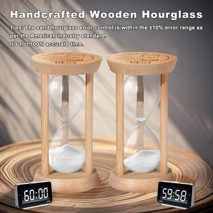 20 Minute Wooden Sand Timers,Large Bamboo Gold Sand Hourglass for Productivity, Meditation & Decor, 20 Min Reloj De Arena Sand Watch for Kitchen, Office, Game, Classroom, Yoga