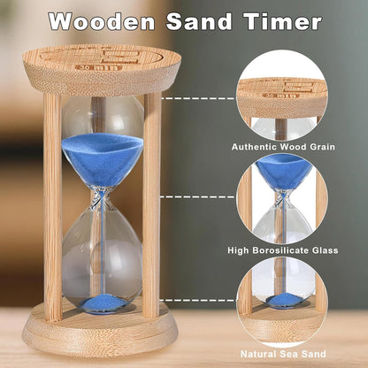 20 Minute Wooden Sand Timers,Large Bamboo Gold Sand Hourglass for Productivity, Meditation & Decor, 20 Min Reloj De Arena Sand Watch for Kitchen, Office, Game, Classroom, Yoga