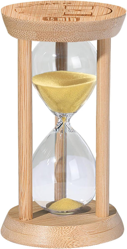 20 Minute Wooden Sand Timers,Large Bamboo Gold Sand Hourglass for Productivity, Meditation & Decor, 20 Min Reloj De Arena Sand Watch for Kitchen, Office, Game, Classroom, Yoga