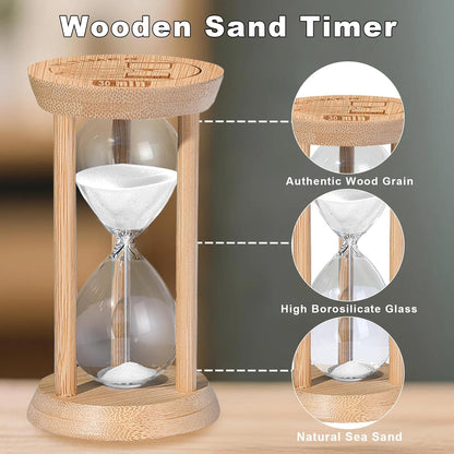 20 Minute Wooden Sand Timers,Large Bamboo Gold Sand Hourglass for Productivity, Meditation & Decor, 20 Min Reloj De Arena Sand Watch for Kitchen, Office, Game, Classroom, Yoga