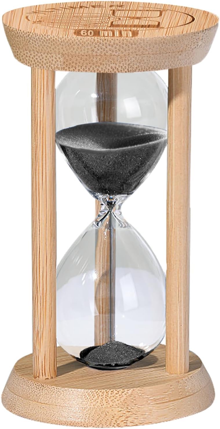 20 Minute Wooden Sand Timers,Large Bamboo Gold Sand Hourglass for Productivity, Meditation & Decor, 20 Min Reloj De Arena Sand Watch for Kitchen, Office, Game, Classroom, Yoga