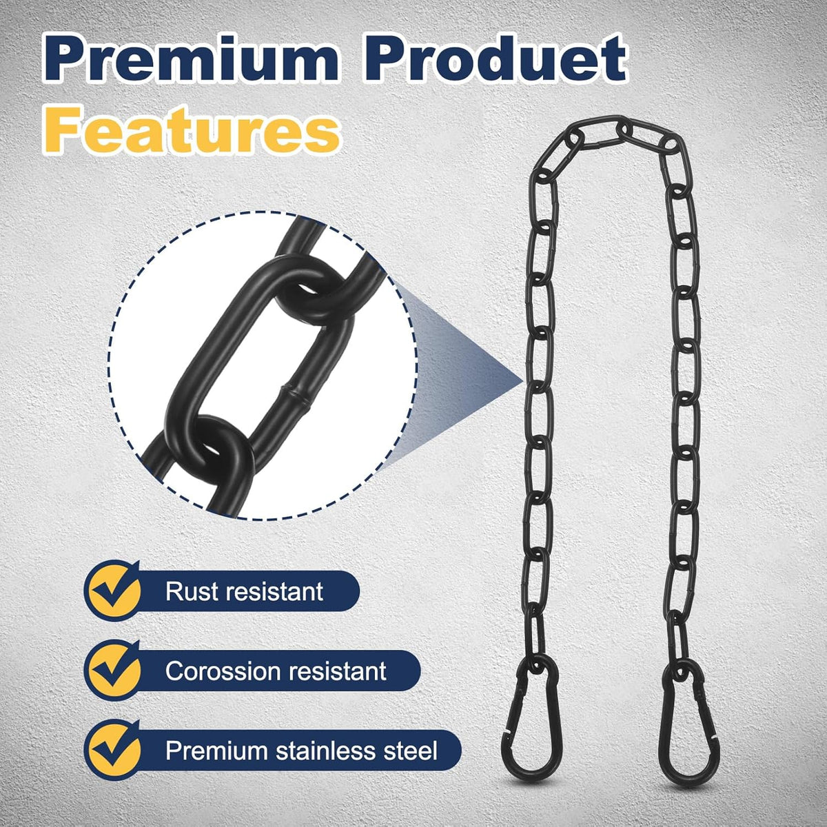 2Pcs Gate Chain Lock 22"x2.5mm Dia Alloy Steel Hanging Chain Lock