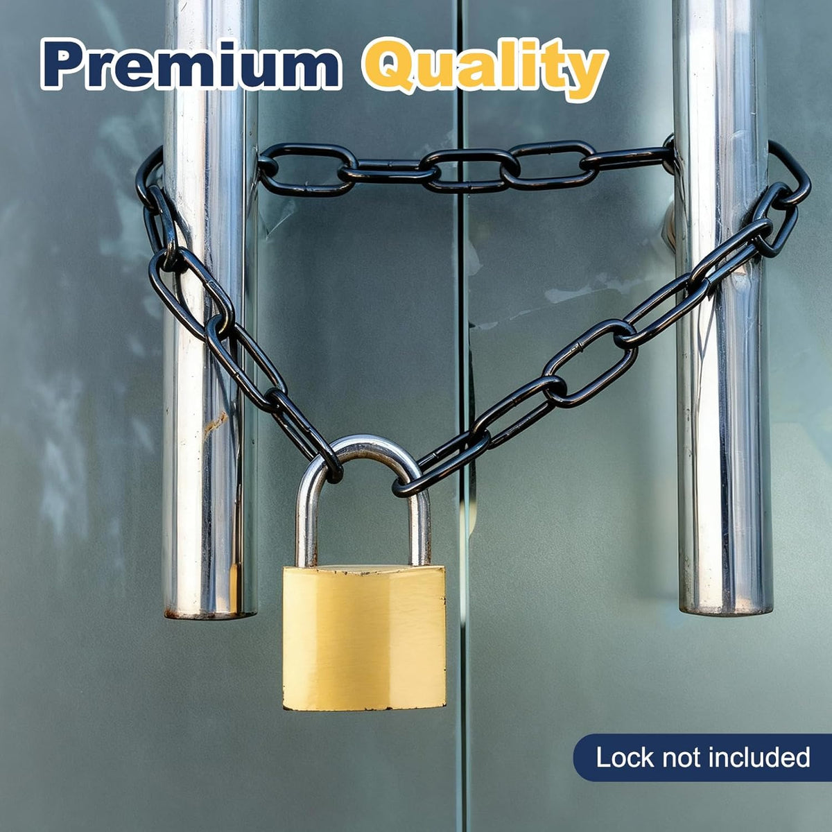 2Pcs Gate Chain Lock 22"x2.5mm Dia Alloy Steel Hanging Chain Lock