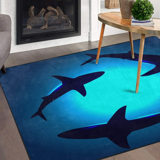 Ocean Animal Sharks Non Slip Area Rug for Living Dinning Room Bedroom Kitchen, 2' x 3'(24 x 36 Inches), Shark Nursery Rug Floor Carpet Yoga Mat