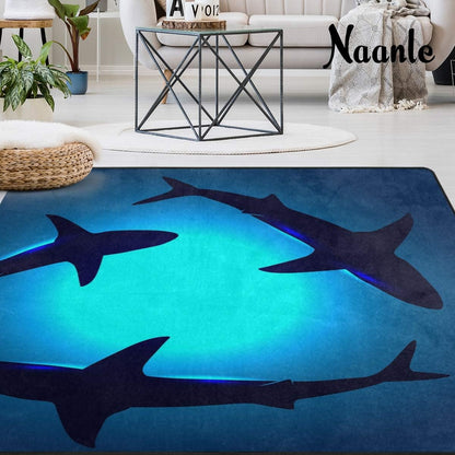 Ocean Animal Sharks Non Slip Area Rug for Living Dinning Room Bedroom Kitchen, 2' x 3'(24 x 36 Inches), Shark Nursery Rug Floor Carpet Yoga Mat