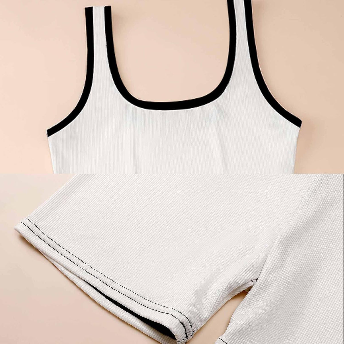 Women's Ribbed Workout Outfits, Seamless Tank and High Waist Shorts