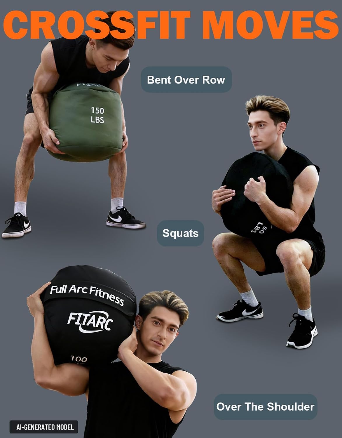 Sandbag Workout Bag,Sand Bags for Weight Training,Sandbags for Fitness,Sandbags for Weight Training,Round Sandbag,Cross-Training & Exercise, Sand Not Included