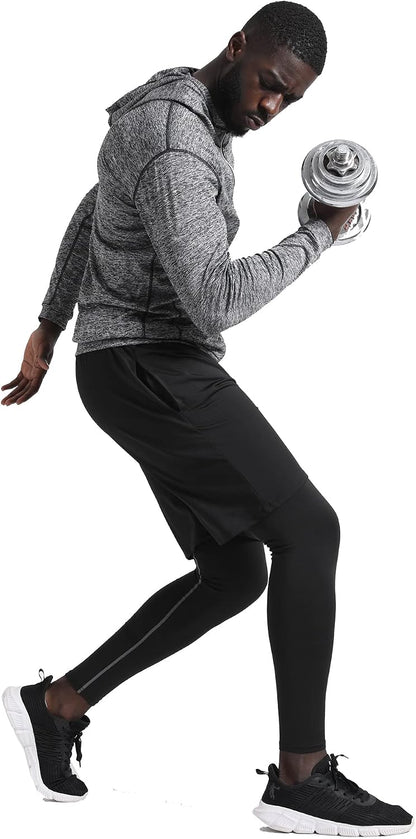 5Pcs Men's Compression Pants Shirt Top Long Sleeve Jacket Athletic Sets Gym Clothing Mens Workout