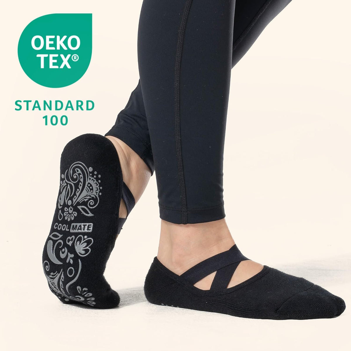 CoolMate Pilates Socks with Grips for Women, Non Slip Yoga Socks - Colors B