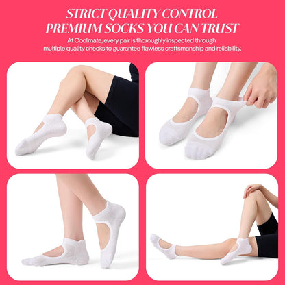 CoolMate Pilates Socks with Grips for Women, Non Slip Yoga Socks - Colors B