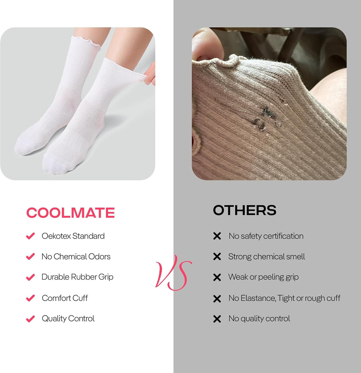 CoolMate Pilates Socks with Grips for Women, Non Slip Yoga Socks - Colors B