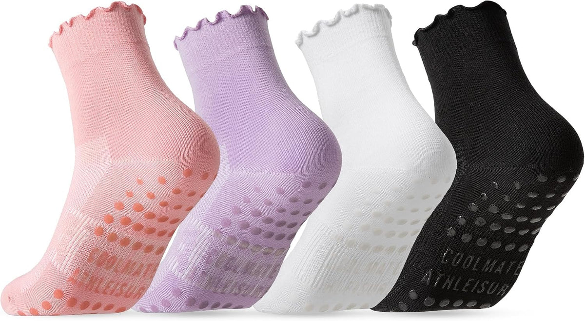 CoolMate Pilates Socks with Grips for Women, Non Slip Yoga Socks - Colors B