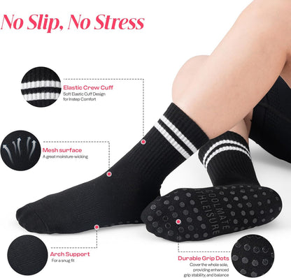 CoolMate Pilates Socks with Grips for Women, Non Slip Yoga Socks - Colors B