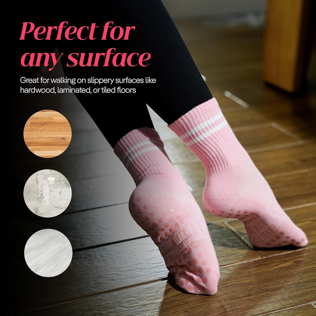 CoolMate Pilates Socks with Grips for Women, Non Slip Yoga Socks - Colors B