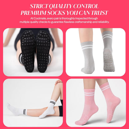 CoolMate Pilates Socks with Grips for Women, Non Slip Yoga Socks - Colors B