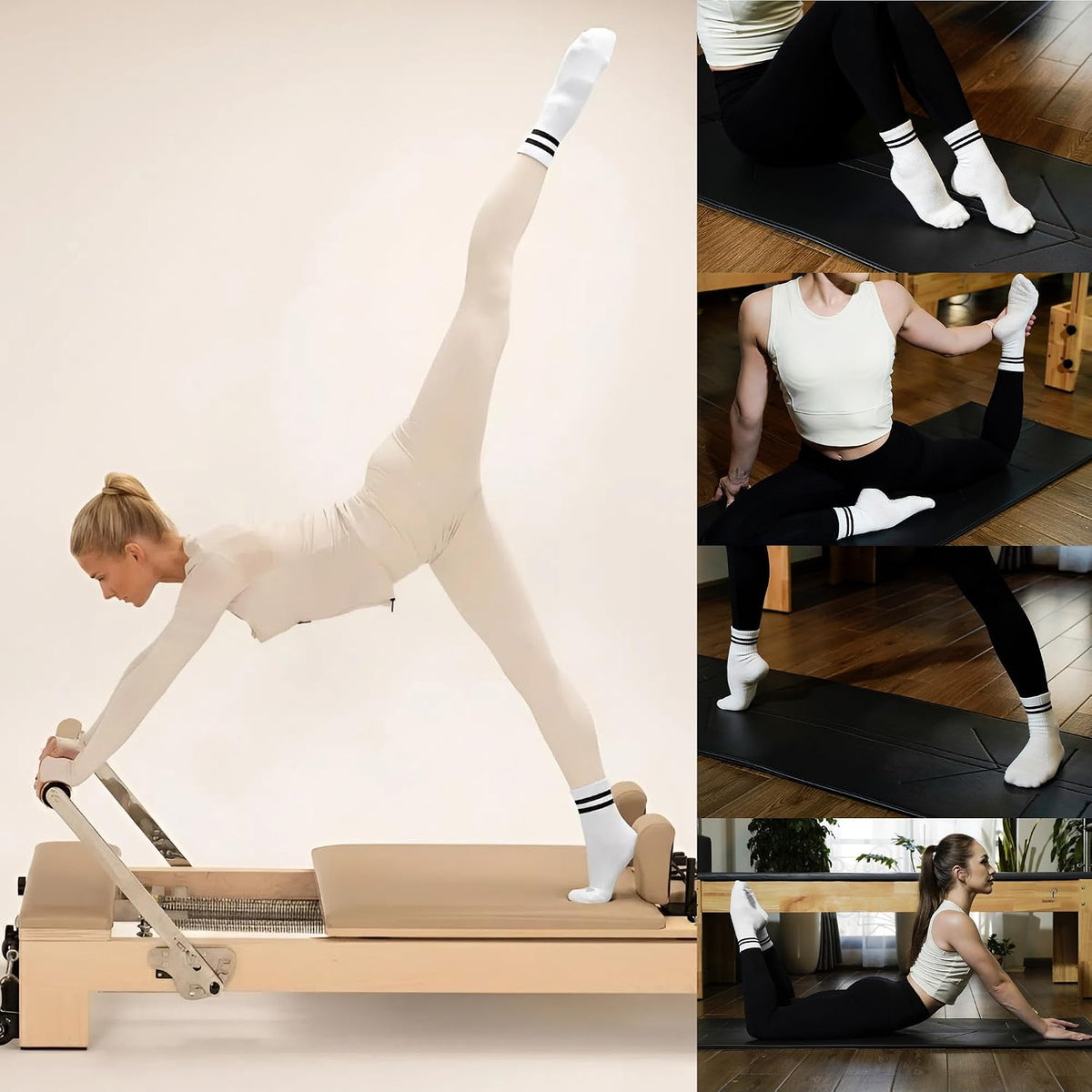 CoolMate Pilates Socks with Grips for Women, Non Slip Yoga Socks - Colors B