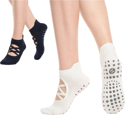 CoolMate Pilates Socks with Grips for Women, Non Slip Yoga Socks - Colors B