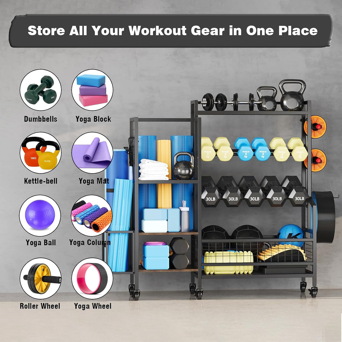 3-Tier Dumbbell Rack Stand, Adjustable Weight Rack for Home Gym