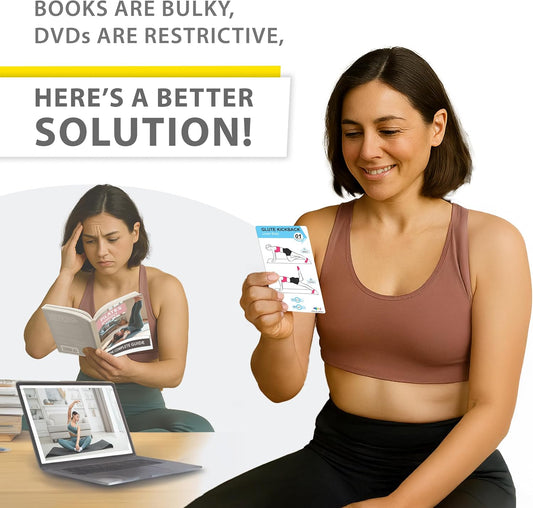 Pilates Workout Cards | 58 Mat Pilates Exercise Cards with Postures, Video Instructions & Breathing Tips | Waterproof Color-Coded Fitness Deck for Women with Dry-Erase Marker