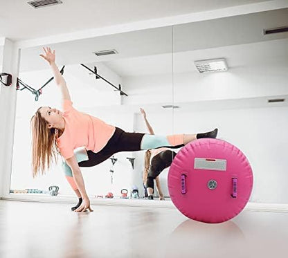 Gymnastics Barrel Air Roller with Pump, Inflatable Tumbling Equipment Air Mat Octagon Mat for Backhandspring Training Cheerleading Home Use