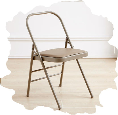 Foldable Iyengar Yoga Chair, Black, 18inch Seat Height, Adult, Indoor, Faux Leather, High Back, Armless, Rectangular, Compact, Yoga, 1 Count