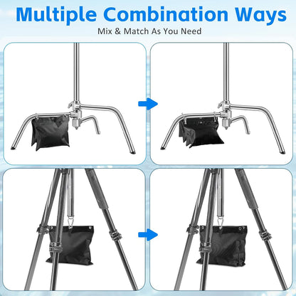 10-Pack Photography Sandbags Weight Bags with Carabiner (Max Load 20 lbs)