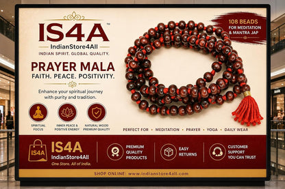 IS4A 8mm Red (Rosewood) Wood Japa Mala Beads Necklace Beads 108 + 1 Hand Knotted Meditation Prayer