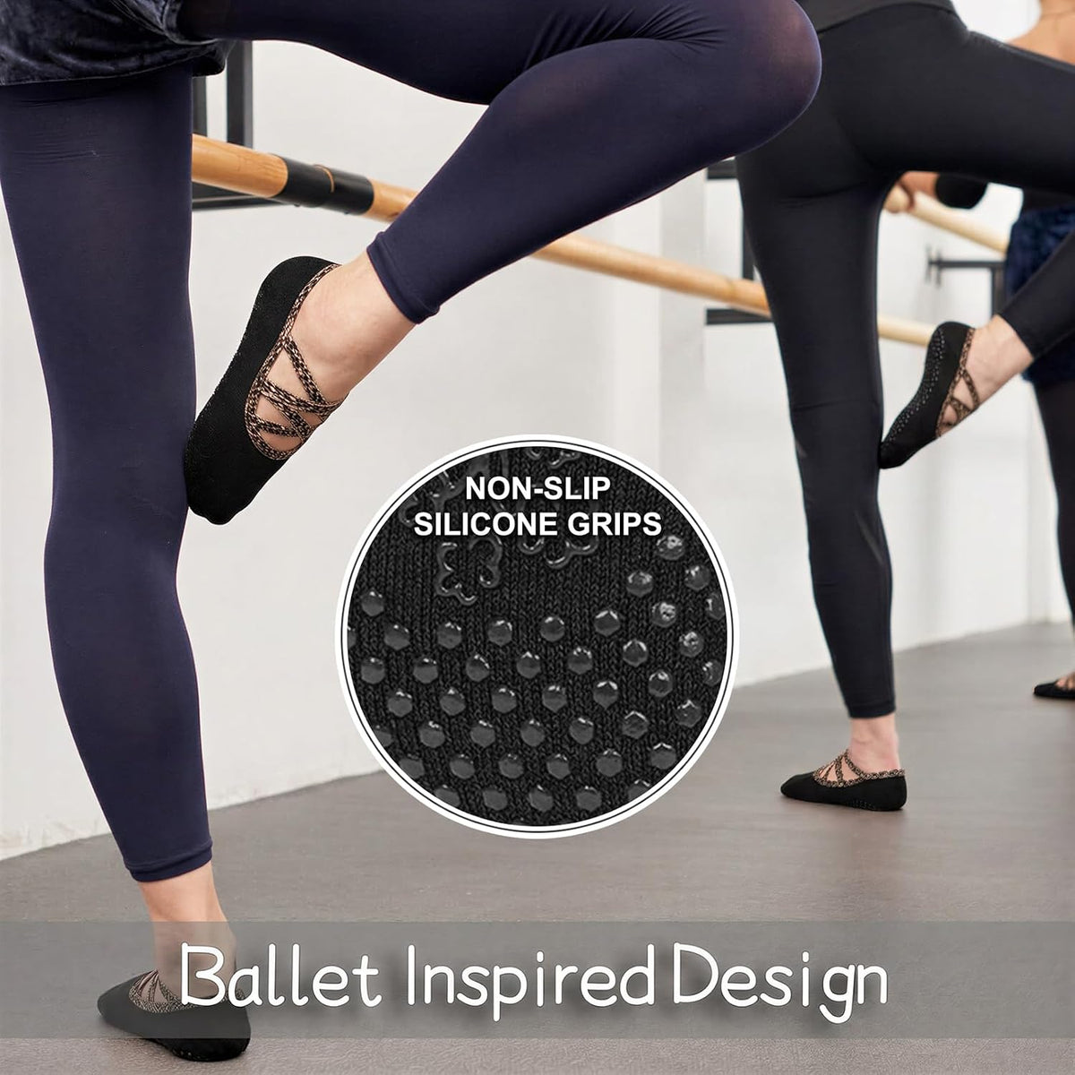 3 Pack Pilates Socks Yoga Socks with Grips for Women Non Slip, Workout, Pure Barre, Ballet, Dance, Hospital Socks