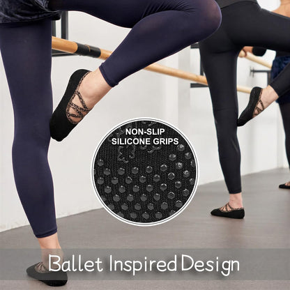 3 Pack Pilates Socks Yoga Socks with Grips for Women Non Slip, Workout, Pure Barre, Ballet, Dance, Hospital Socks